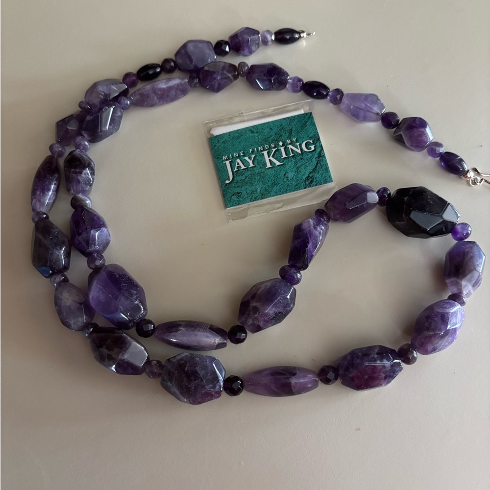 Jay King Mine Finds DTR Amethyst Nugget Necklace 36” Statement Gemstone